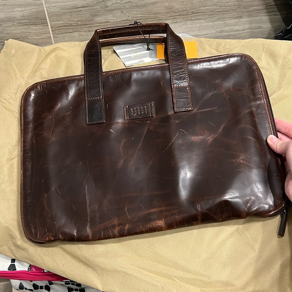 Moore & Giles slim portfolio brown briefcase